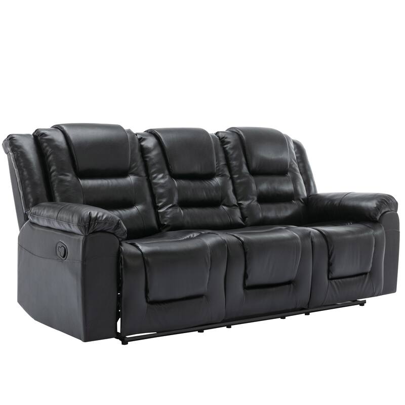 3 Seater Home Theater Recliner Manual Recliner Chair with Two Built-in Cup Holders for Living Room,Bedroom