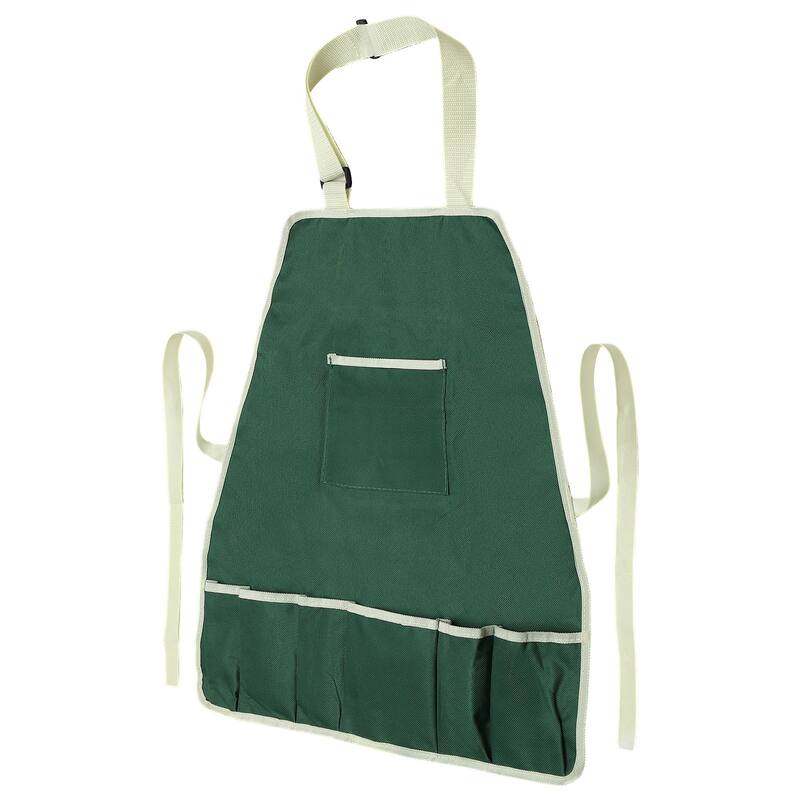 Gardening Apron with Pockets, Oxford Cloth Garden Apron with 7 Pockets, Green - 20.47 x 19.29 Inch