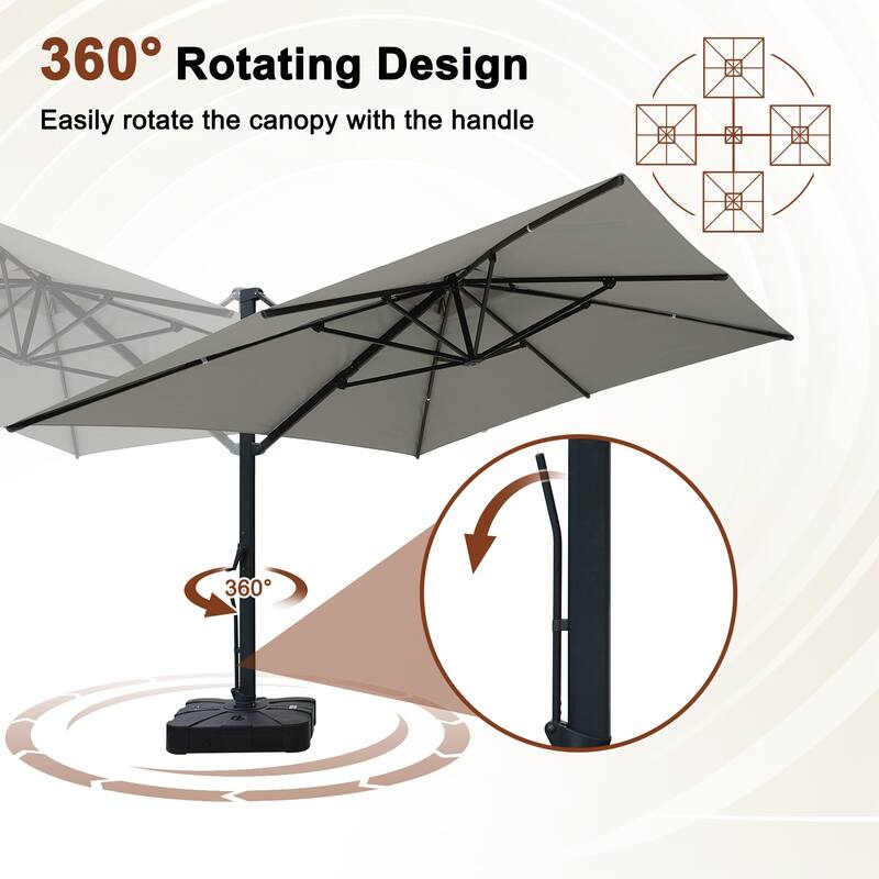 13-Ft Aluminum Dual-Roof Cantilever Umbrella