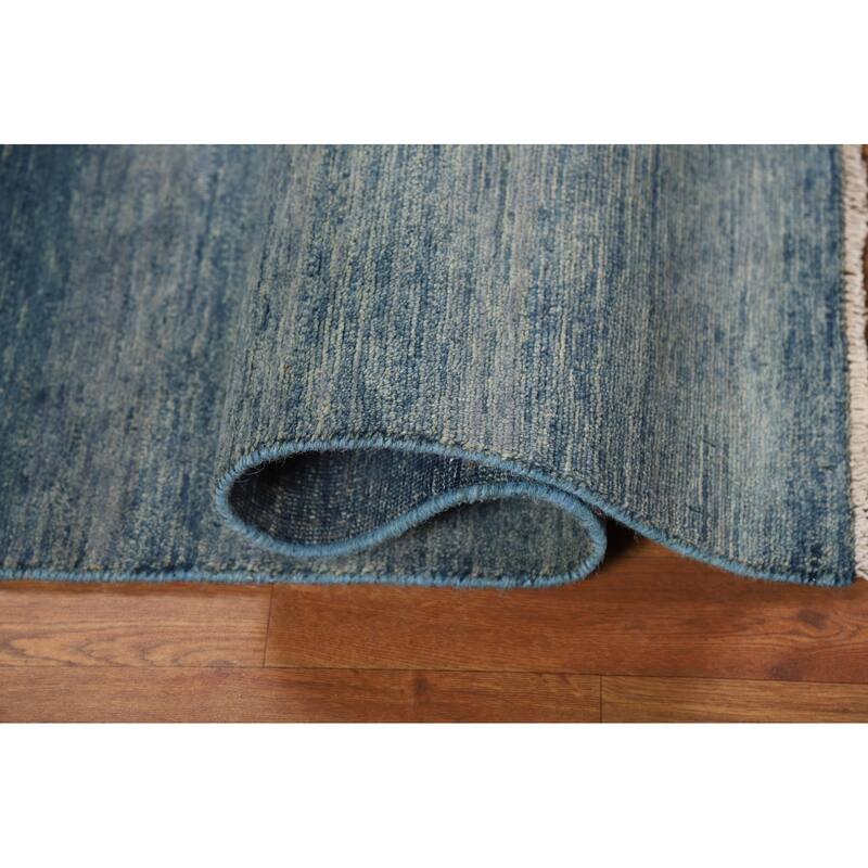 Blue Gabbeh Oriental Square Rug Handmade Wool Carpet - 4'1"x 4'3"