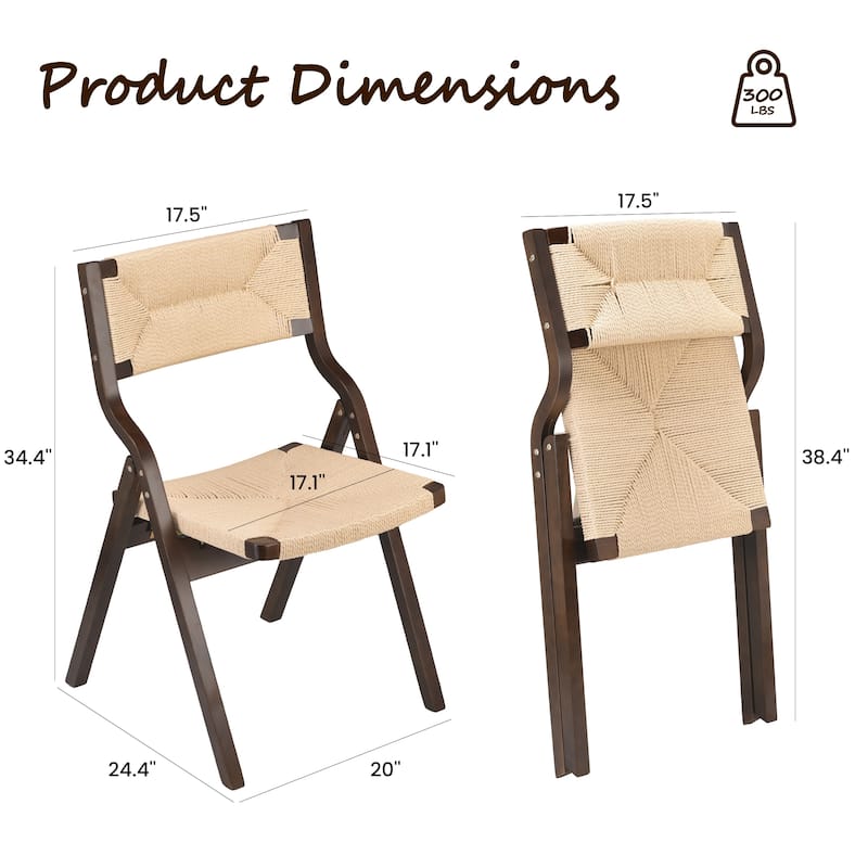 Set of 2 Space-Saving Wood Folding Chairs