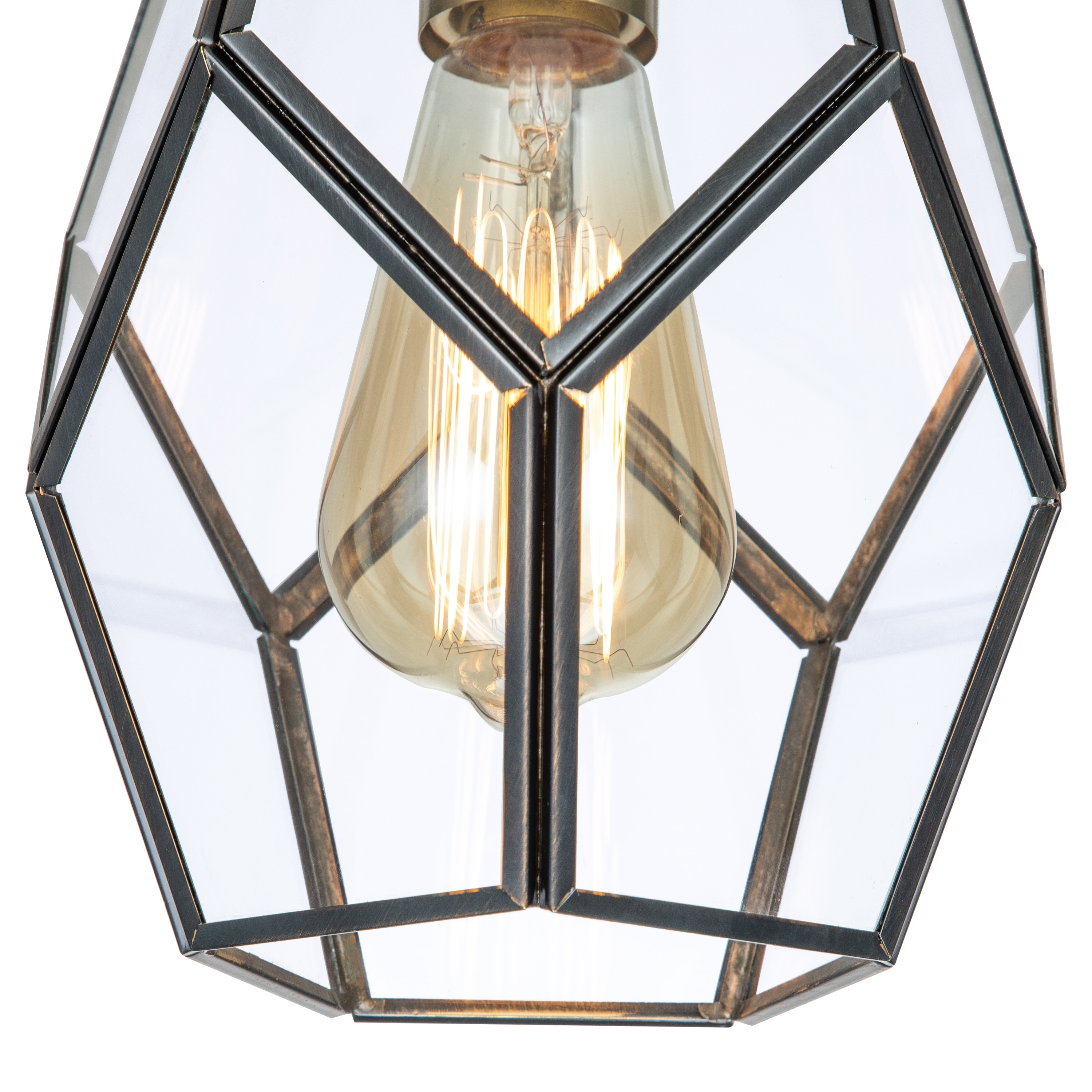 1-Light Dark Bronze and Brass Pendant 