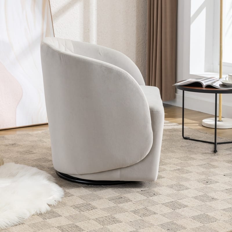 21.06"Seat Width Soft Velvet Fabric Swivel Chair For Living Room