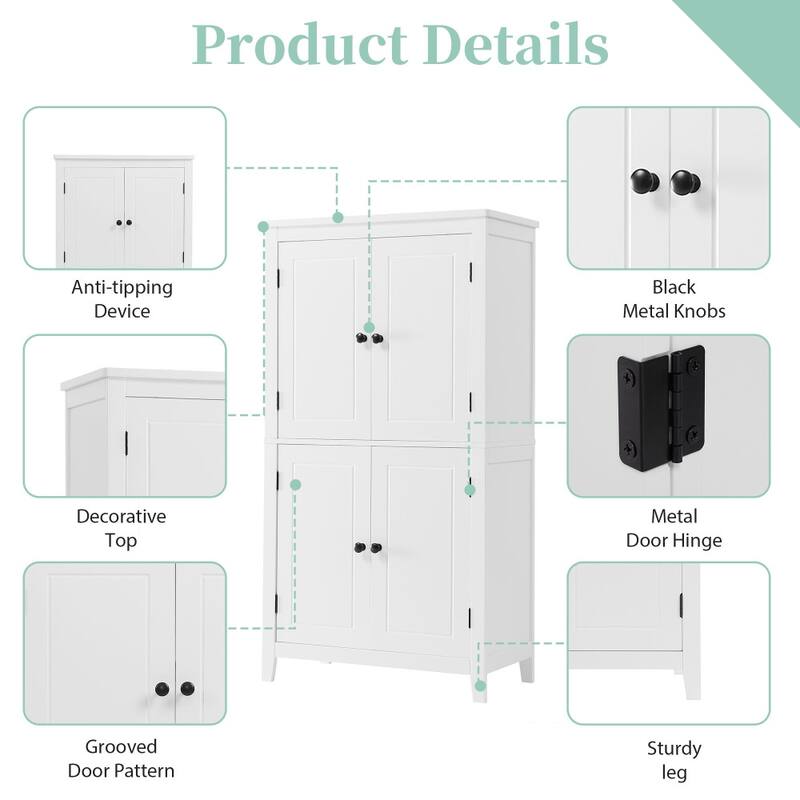 23.6 in. W x 43.3 in. H MDF Freestanding Linen Cabinet with Adjustable Shelves