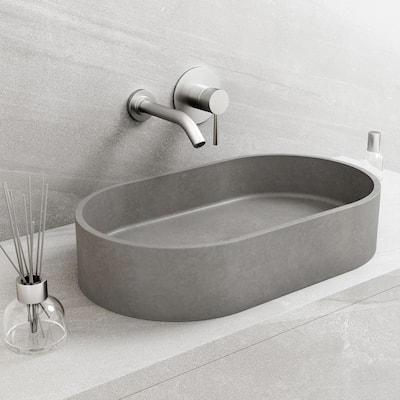 VIGO Sagrada 24"L x 14"W x 5"H Concreto Stone Oval Bathroom Vessel Sink