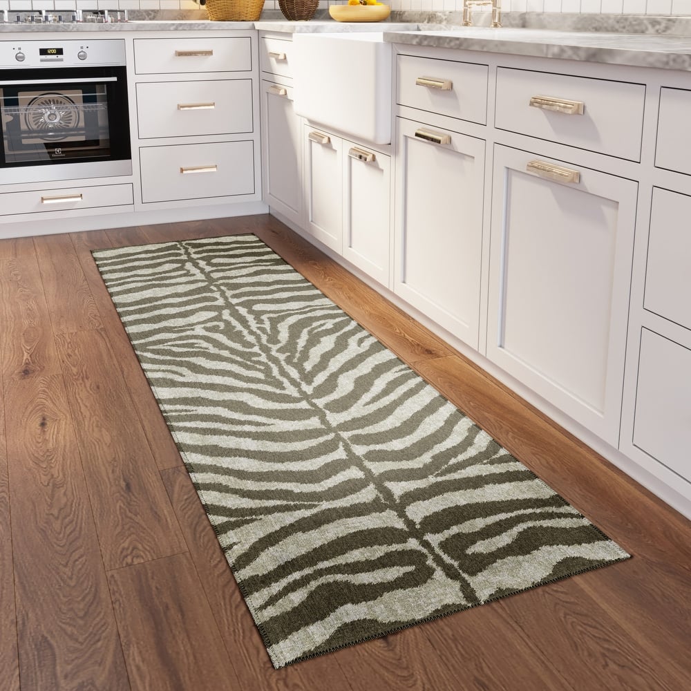 Addison Indoor/ Outdoor Safari Zebra Animal Print Washable Area Rug