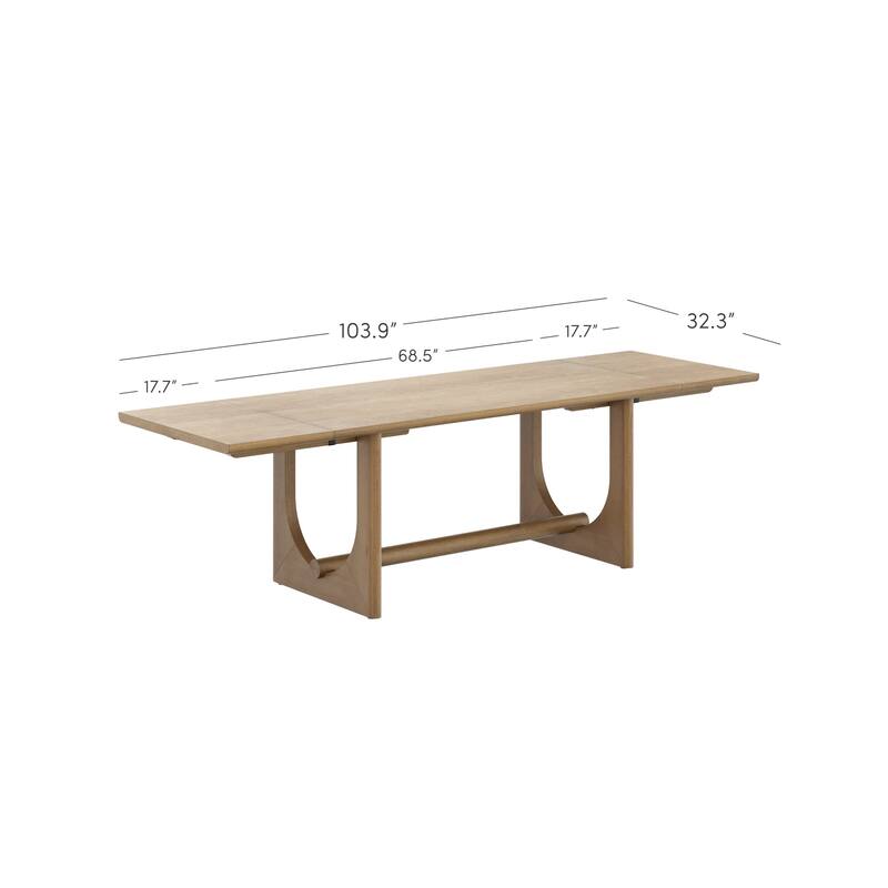 Solace Mid Century Modern Dining Table with Solid Wood U Shaped Legs