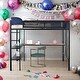 preview thumbnail 1 of 13, Metal Full Size Loft Bed with Wood Slat,Textilene Guardrail & Built-in Desk & 2-tier Shelves For Home Black