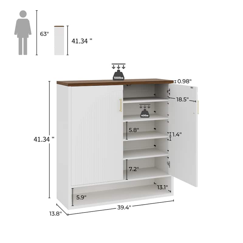 24 Pair Shoe Storage Cabinet with Adjustable Shelves, Hidden Shoe Organizer for Entryway, Foyer, Hallway