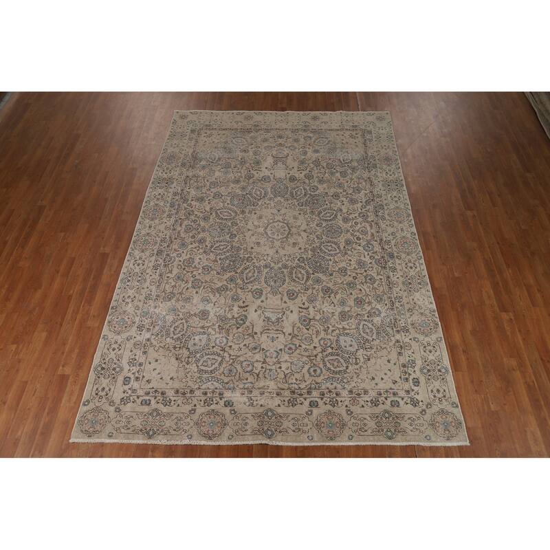 Floral Tabriz Persian Area Rug Oriental Handmade Wool Carpet - 7'4"x 10'9"