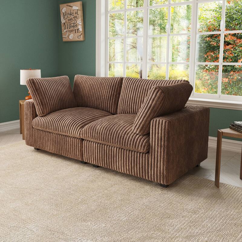 78.74" Soft Plush Modular Sectional Loveseat Sofa Upholstered Couch
