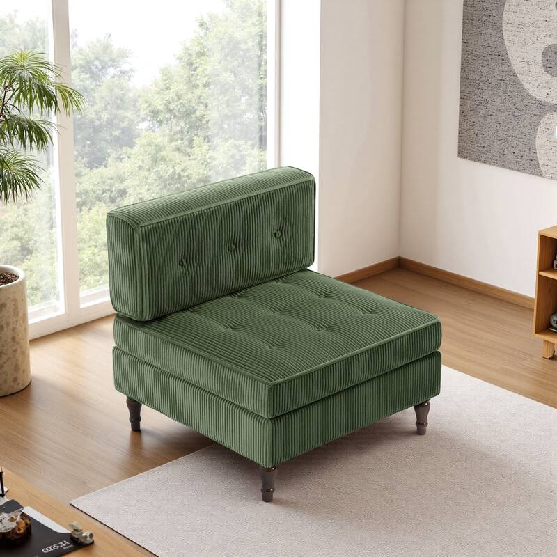 Modern Corduroy Corner Armchair Armless Chair sofa