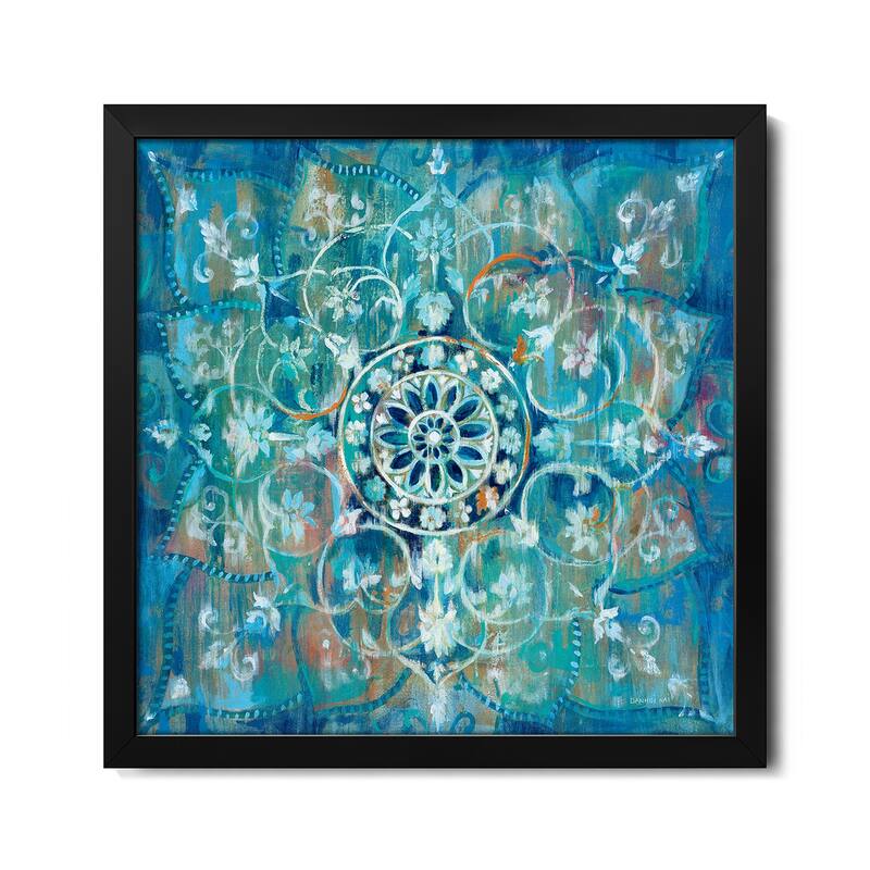Mandala in Blue I Premium Framed Poster by Danhui Nai - Black - 24x24x1