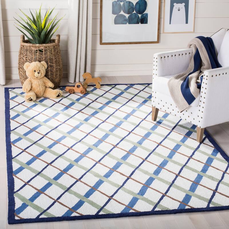 SAFAVIEH Kids Alby Cotton Rug - 8' x 10' - Ivory/Blue - Rectangle