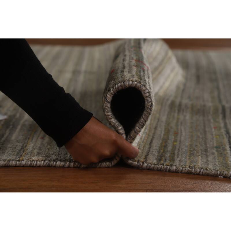 Hand Knotted Oriental 100% Wool Carpet Tribal Tribal Green Gabbeh Area Rug - 8' 2'' X 5' 3''