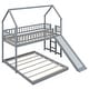 preview thumbnail 12 of 22, Twin over Full House Bunk Bed with Slide and Built-in Ladder