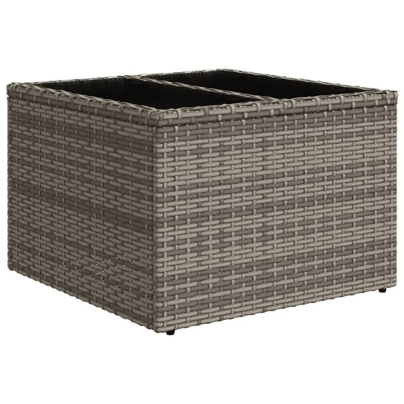 vidaXL Patio Table Outdoor Garden Firniture Side Tea Coffee Table Poly Rattan - 21.7 x 21.7 x 14.6 in