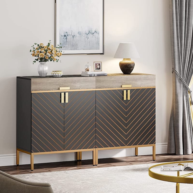 Sideboard Buffet Cabinet with Removable Shelves, Modern Kitchen Storage Cabinet with 2 Drawers