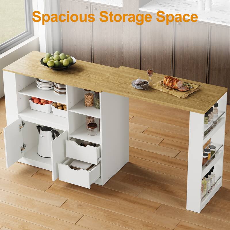 Extendable Kitchen Island with Storage