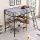 preview thumbnail 1 of 12, Black Twin Size Metal Loft Bed and Built-in Desk and Shelves for Kids, Boys and Girls Black