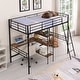 preview thumbnail 15 of 26, Modern Twin Size Metal Loft Kids Bed with Built-in Desk,Ladder,Guardrail and Storage Shelves Black