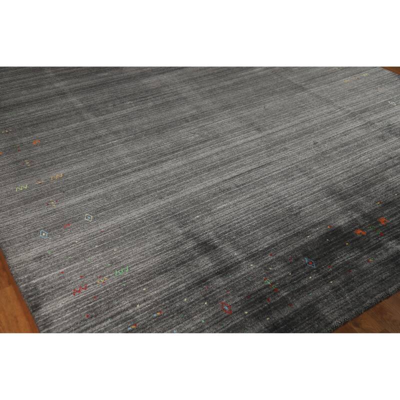 Hand Knotted Oriental 100% Wool Carpet Tribal Tribal Greys & Charcoal Gabbeh Area Rug - 10' 0'' X 8' 0''