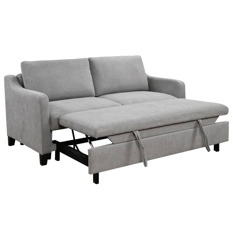 Fabric Convertible Sleeper Sofa Bed with Reclining Backrest