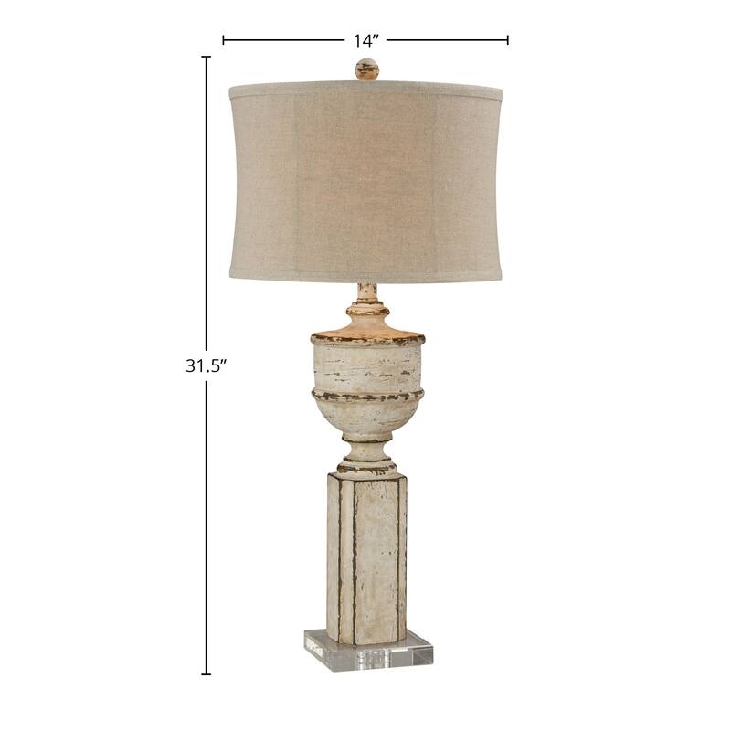 Carmen 32" Table Lamp with Linen Shade, Cottage White (Set of 2)