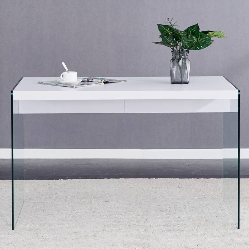 Coffee Table:Made Of Medium Density Fiberboard And Stickers,With Transparent Tempered Glass On Both Sides