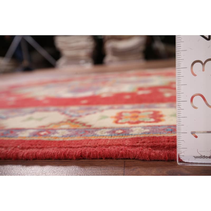 Geometric Kazak Accent Rug Hand-Knotted Traditional Wool Carpet - 3'5" x 5'2"