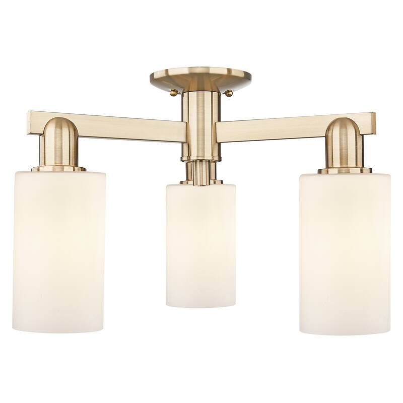 Innovations Lighting Endless Possibilities Arcadia - Clymer - 3 Light 21" Semi-Flush Mount - Champagne Bronze/Matte White
