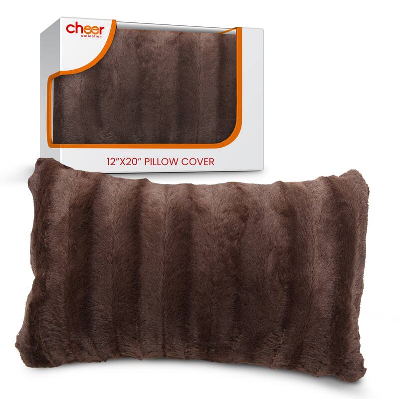 Cheer Collection FauxFur Throw Pillow Cover - 12x20 - Brown