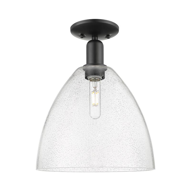 Innovations Lighting Endless Possibilities Arcadia - Bristol - 1 Light 12" Semi-Flush Mount - Seedy/Matte Black
