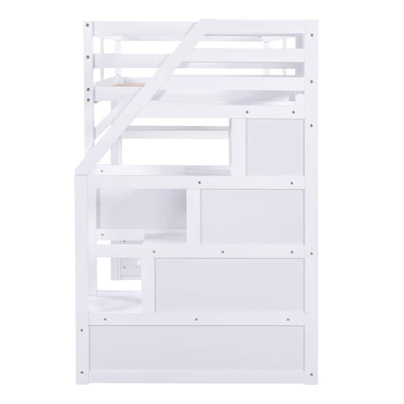 Merax Loft Bed with Desk and Shelves