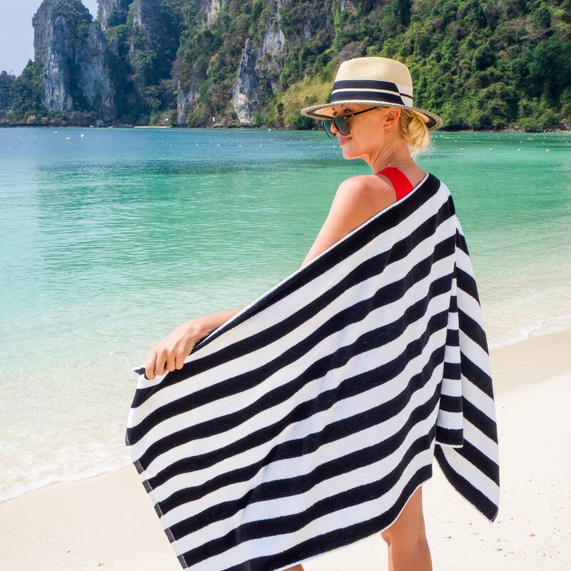 Arkwright California Cabana 4-Piece striped Beach Towel Set - 30x70