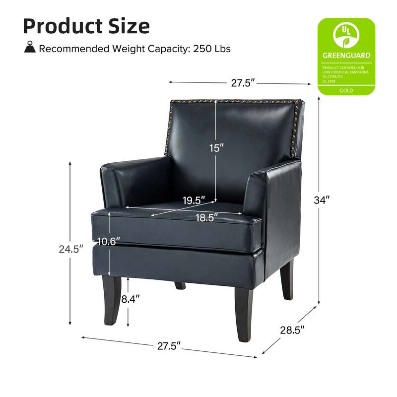 Nileus Modern Classic Polyester Accent Chair with Solid Wooden Legs Set of 2 by HULALA HOME