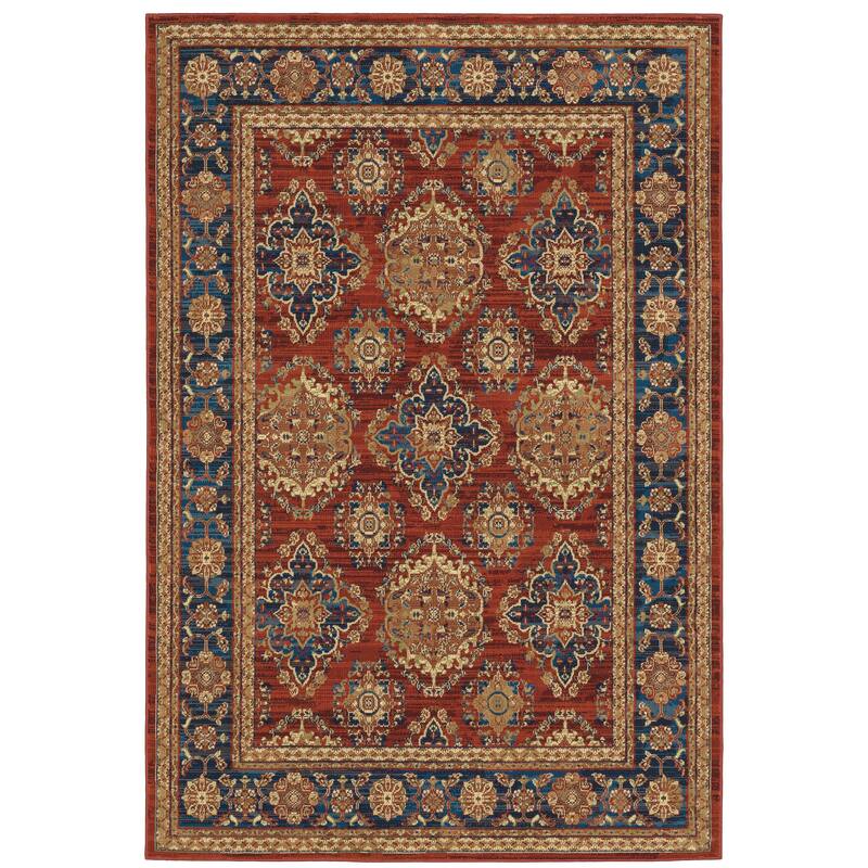 Arvada Red Blue Oriental Traditional Area Rug