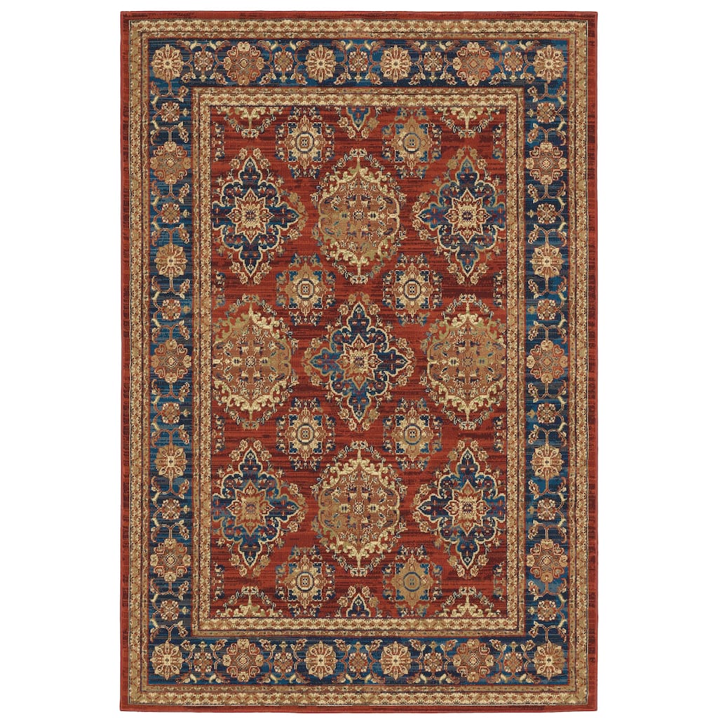 Arvada Red Blue Oriental Traditional Area Rug