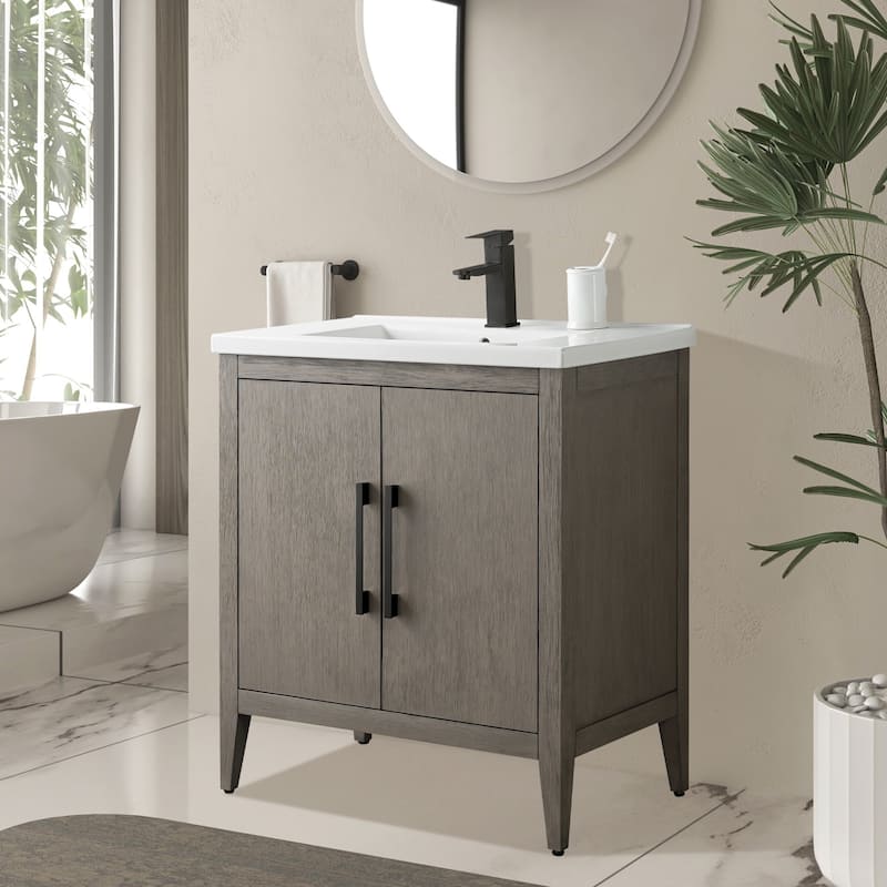 Vanity Art 20" or 24" or 30" Single Sink Bathroom Vanity Cabinet with Ceramic Top