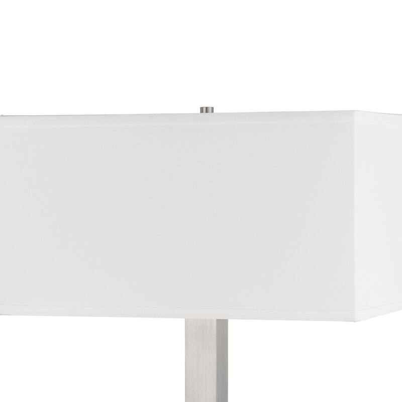 Colm Table Lamp, 2 Ports and 2 Power Outlets, Brushed Steel 21 Inch