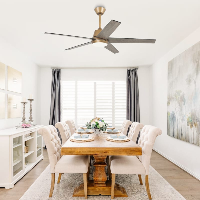 Vaczon 52" Gold Reversible Modern Smart LED Ceiling Fan with Light and App Comtrol