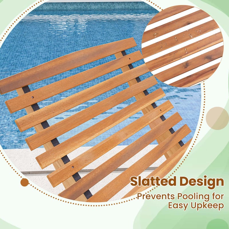 Costway Outdoor Chaise Lounge with High Back Slatted Seat Stopper - See Details