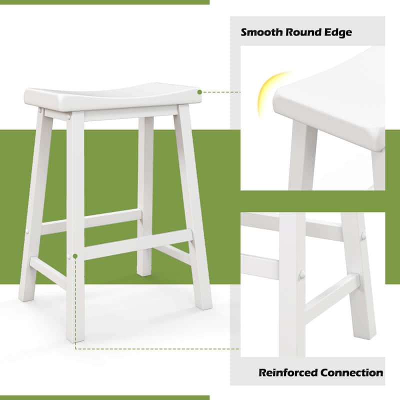 Saddle-Seat Bar Stools Backless Wooden Counter Height Barstools