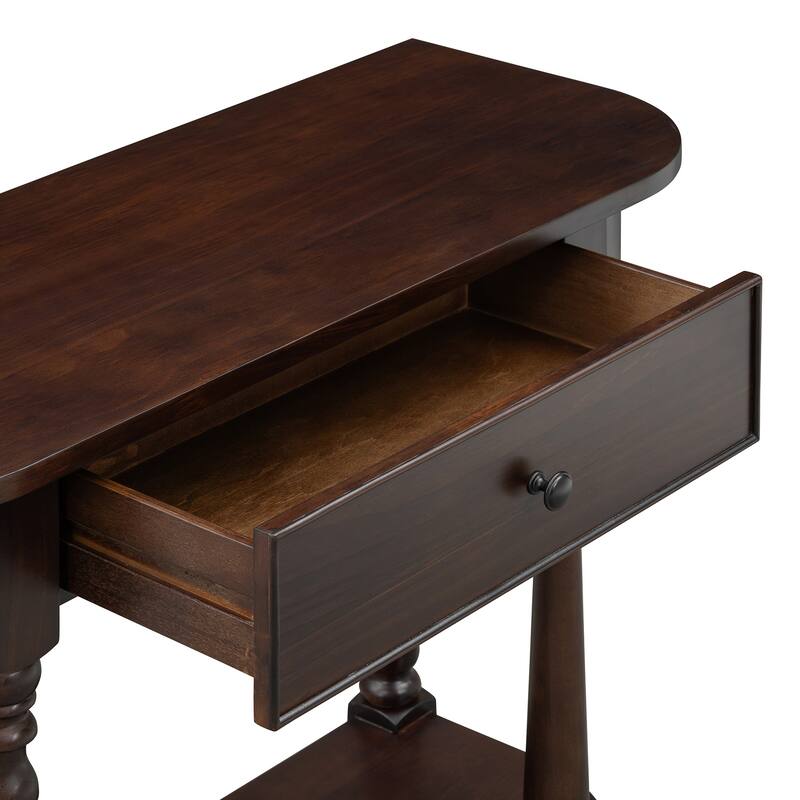 2 Tier Narrow Console Table Entryway Table with Drawer and Open Shelf, Half Moon Sofa Couch Table Hallway Table Foyer Table