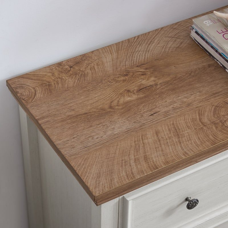 GDFStudio - Farmhouse Modern 7-Drawer Dresser Cabinet with Smooth Metal Slides and Wide Top