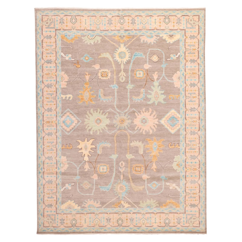 ECARPETGALLERY Hand-knotted Modern Oushak Brown Wool Rug - 9'3 x 12'1