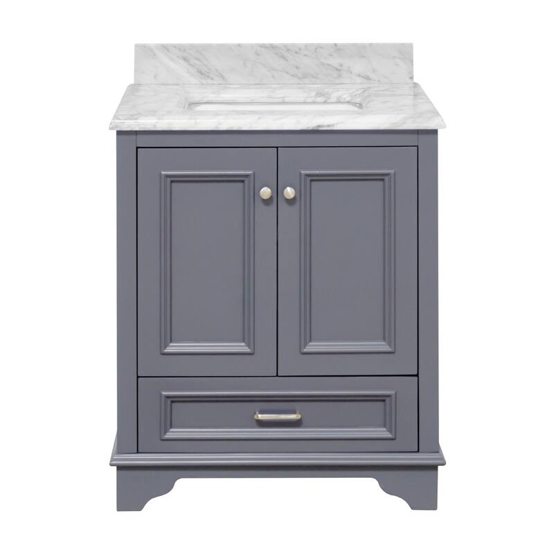 KitchenBathCollection Nantucket 30" Bathroom Vanity with Carrara Marble Top