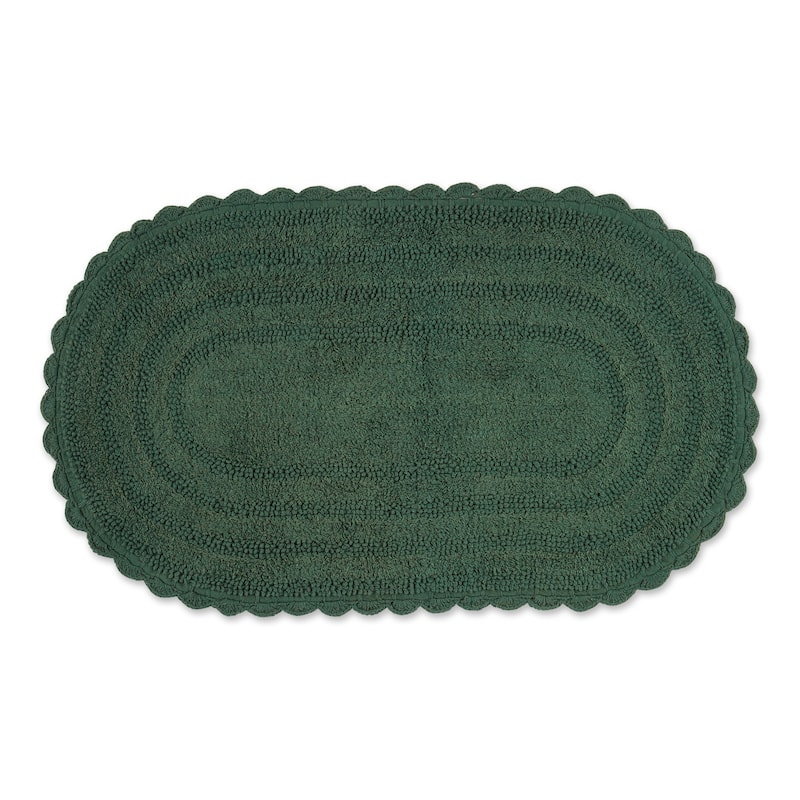 DII Crochet Bath Mat - Large Oval, 21x34" - Dark Green