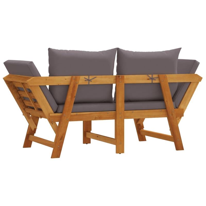 vidaXL Patio Bench with Cushions 2-in-1 Outdoor Seating Solid Wood Acacia