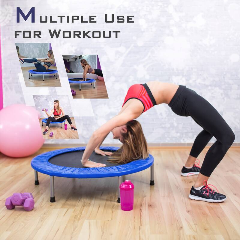 Gymax Mini Folding 36'' Trampoline Portable Recreational Fitness - See Details